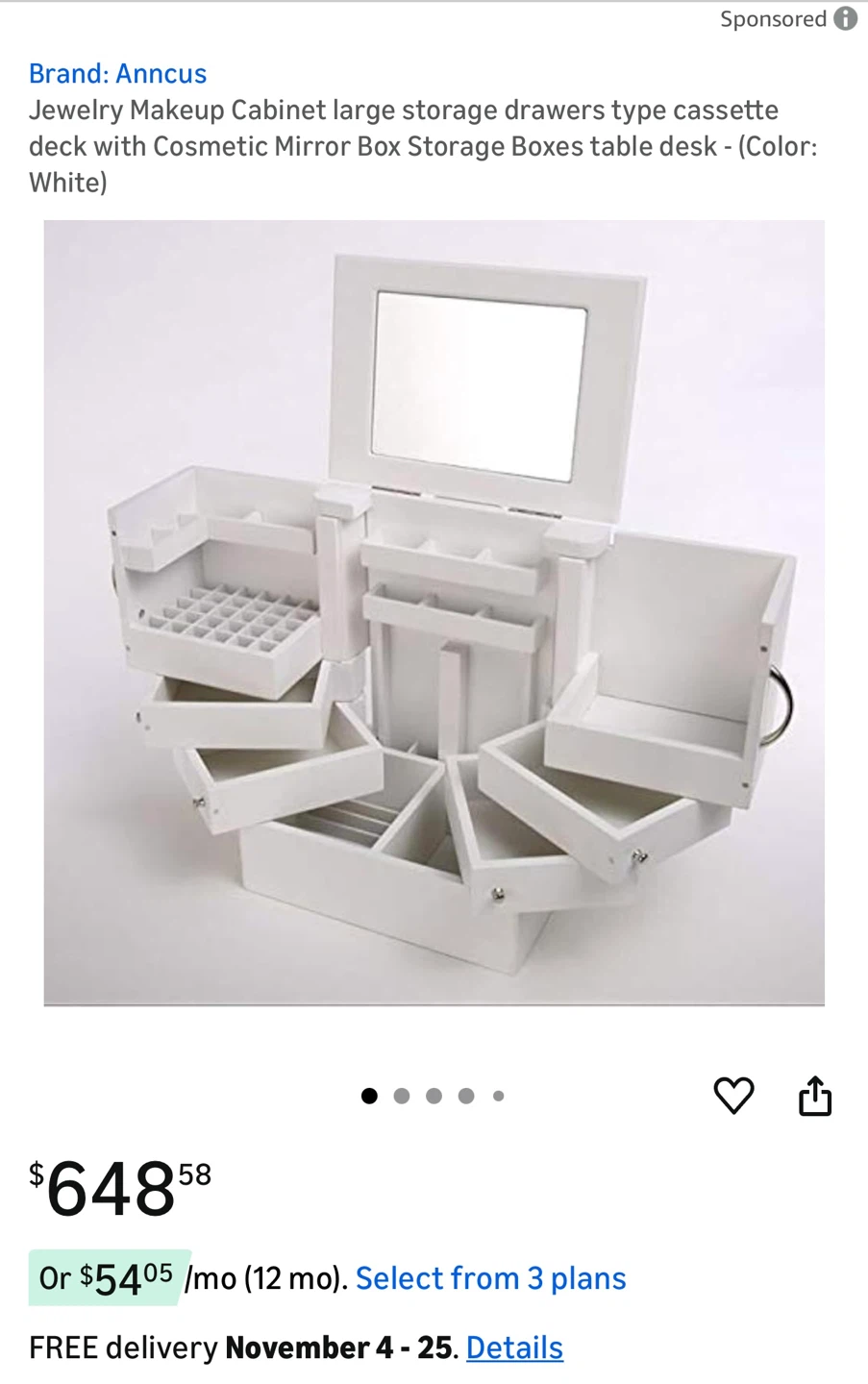 Lori greiner Jewelry Makeup Cabinet - White