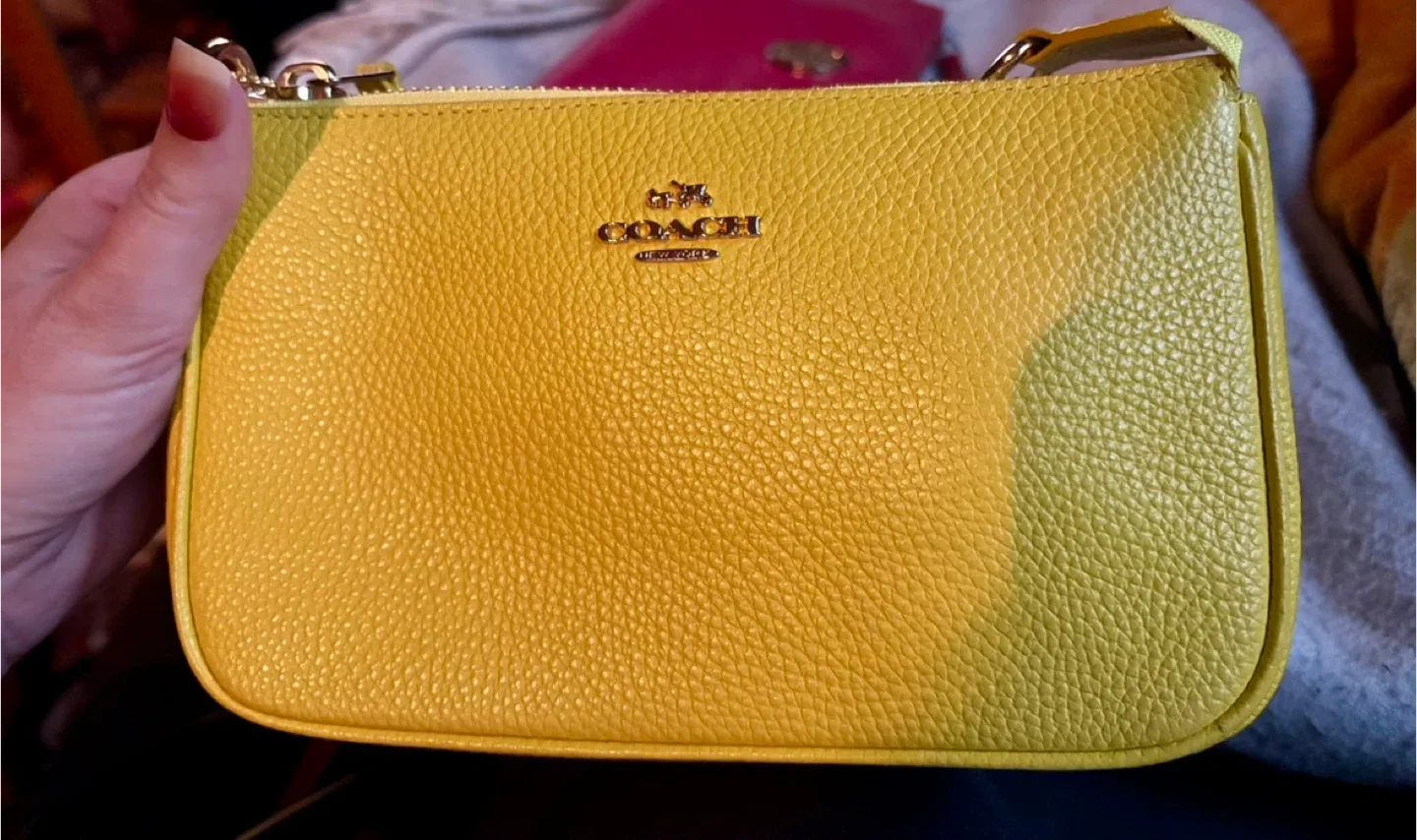 Coach Yellow Leather Wristlet/Clutch thumbnail