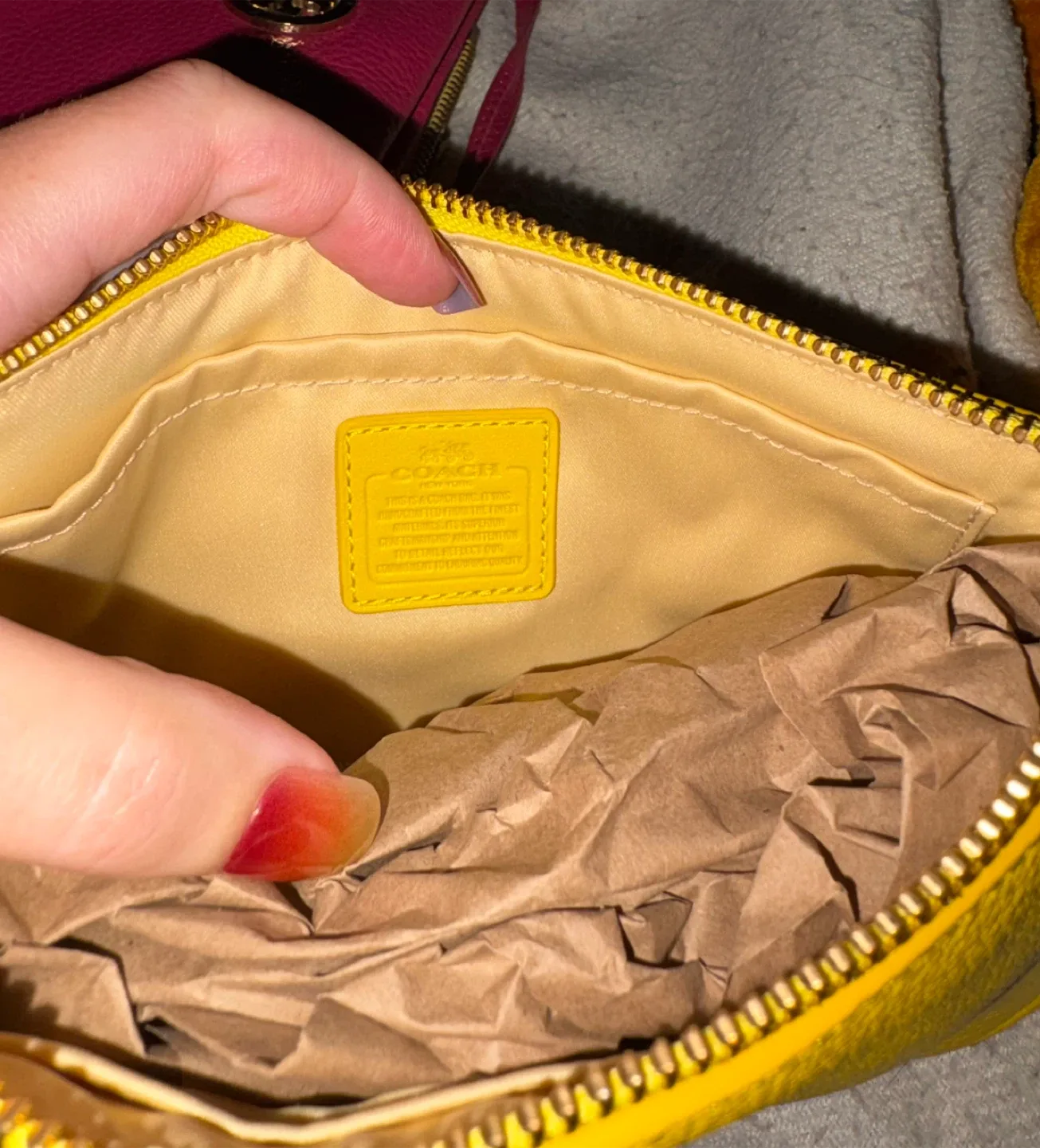 Coach Yellow Leather Wristlet/Clutch image indicator(6)