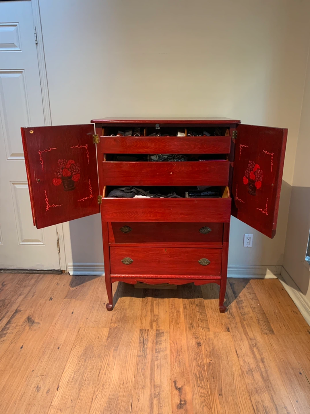 Red Armoire with Drawers - photo 2