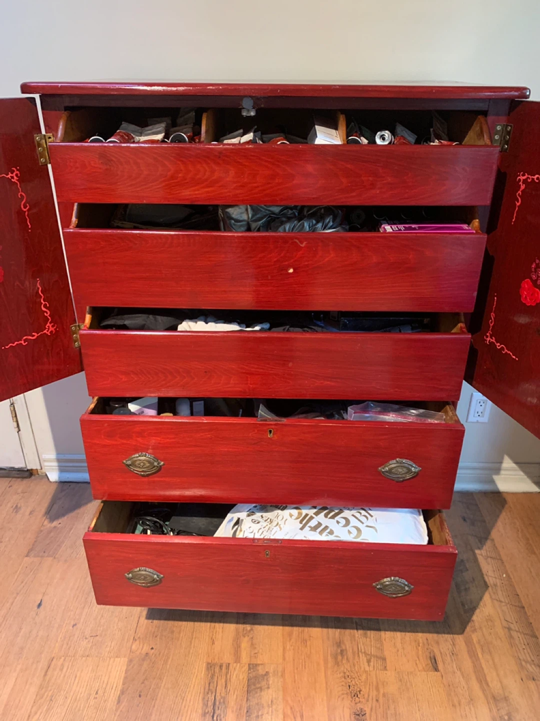 Red Armoire with Drawers - photo 4