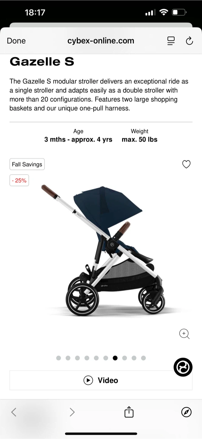 NEW Cybex Gazelle S Double Stroller (Ocean/ Navy Blue)