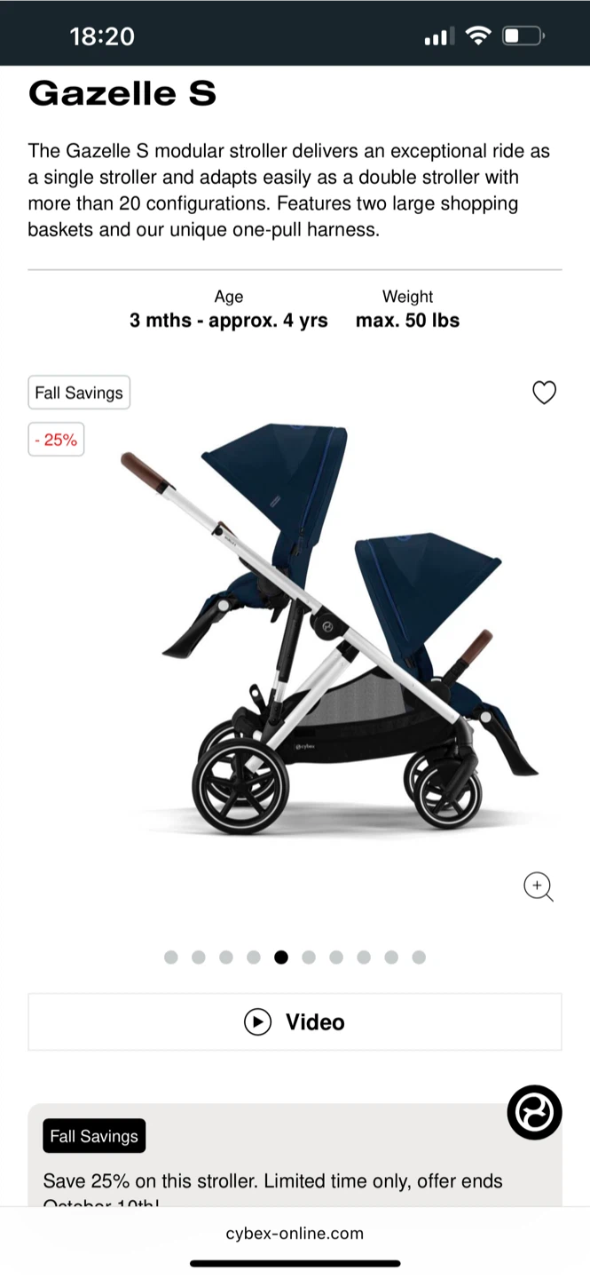 NEW Cybex Gazelle S Double Stroller (Ocean/ Navy Blue) - photo 3