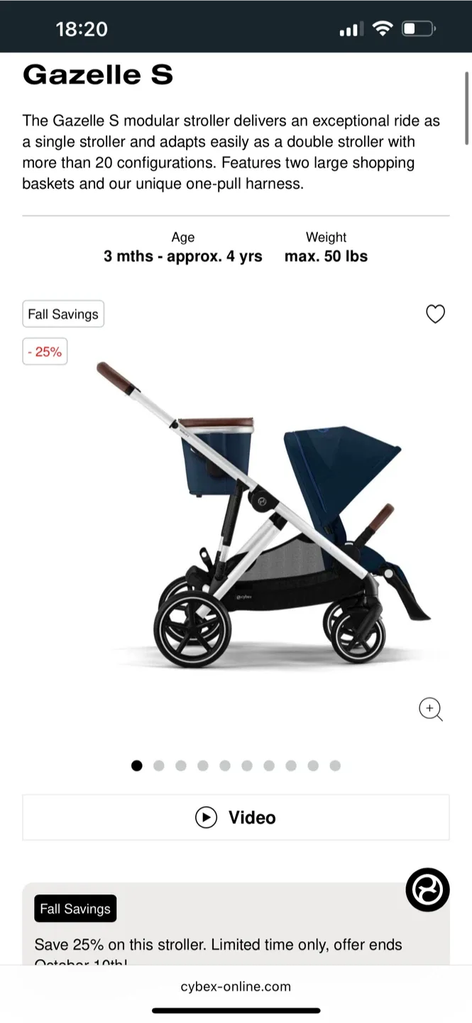 NEW Cybex Gazelle S Double Stroller (Ocean/ Navy Blue) image indicator(2)