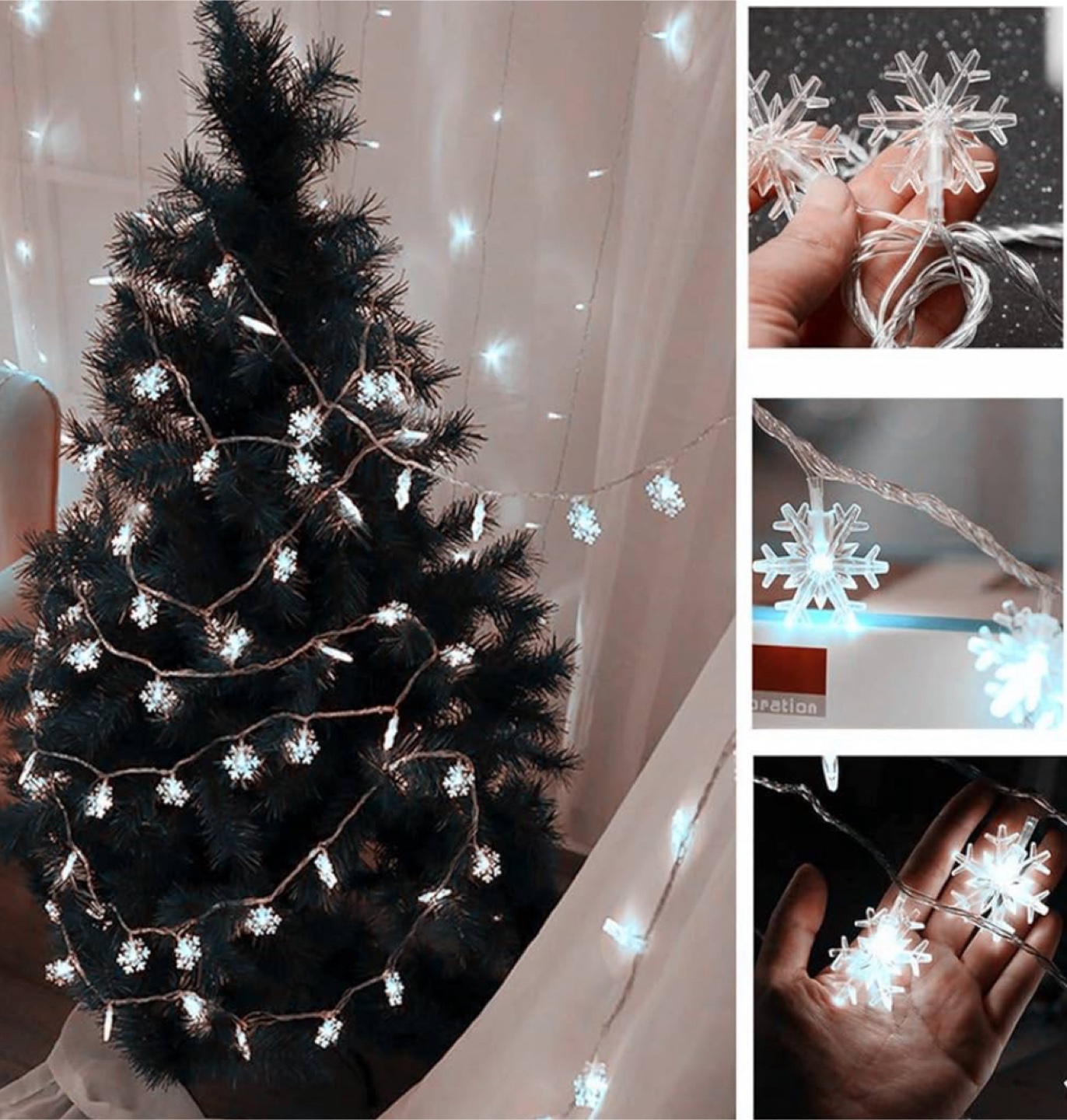 New 19FT LED Snowflake Christmas String Lights - photo 5