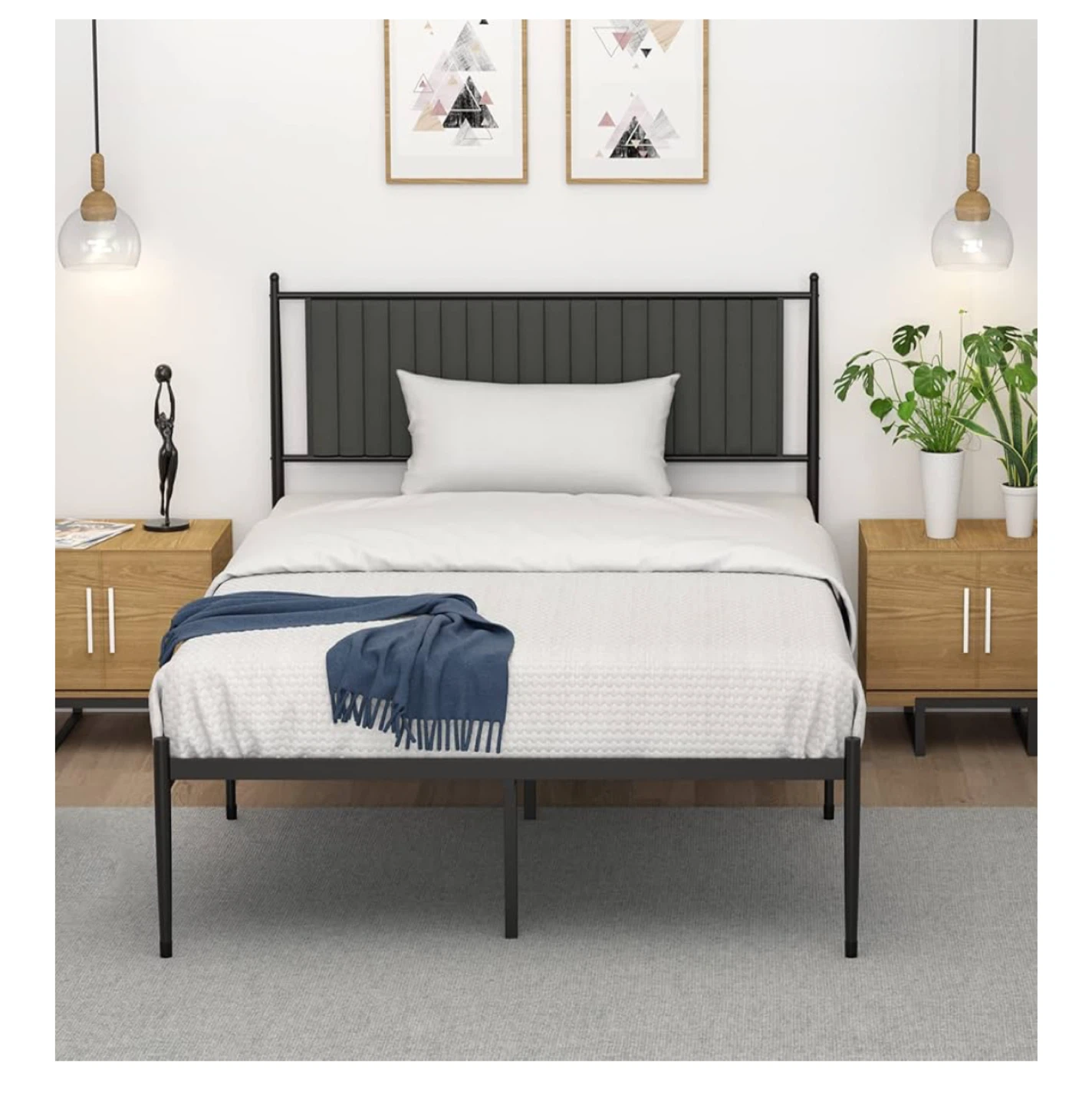 Metal Platform Bed Frame with Headboard - photo 2