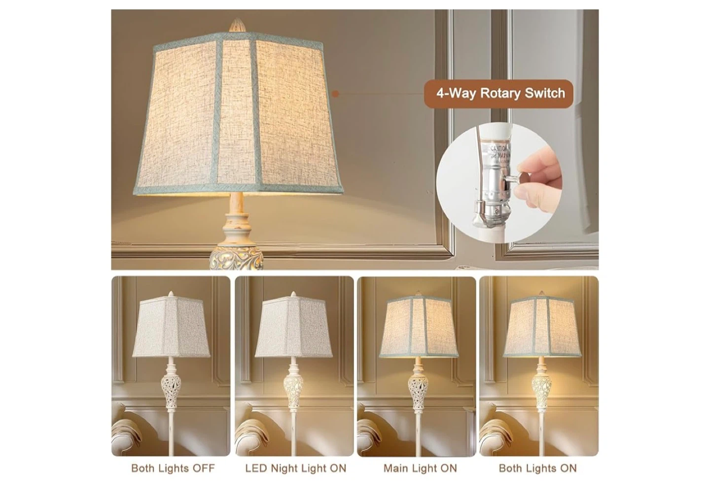 Floor Lamp with Square Cut Corner Linen Fabric Shade - photo 3