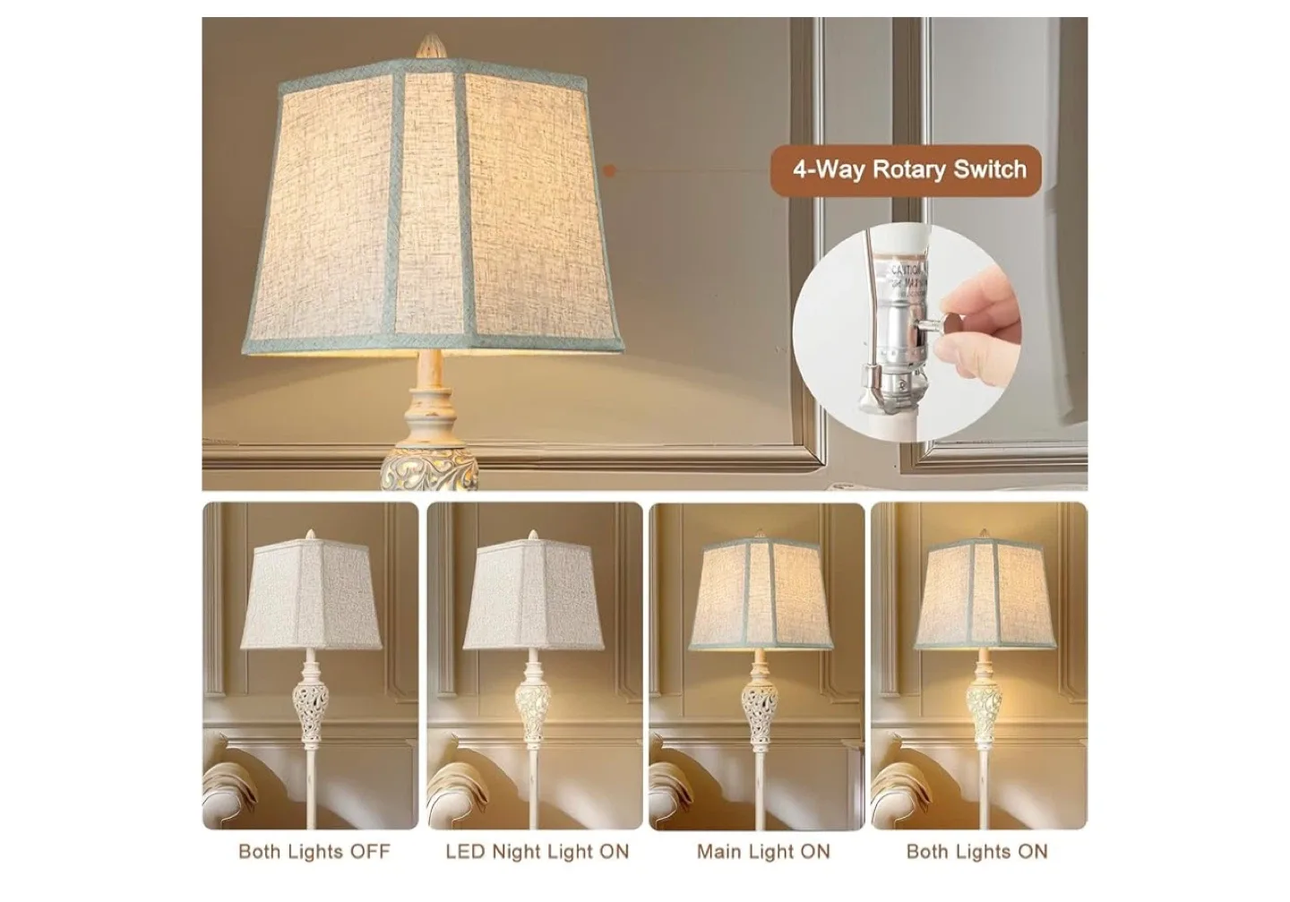 Floor Lamp with Square Cut Corner Linen Fabric Shade image indicator(3)