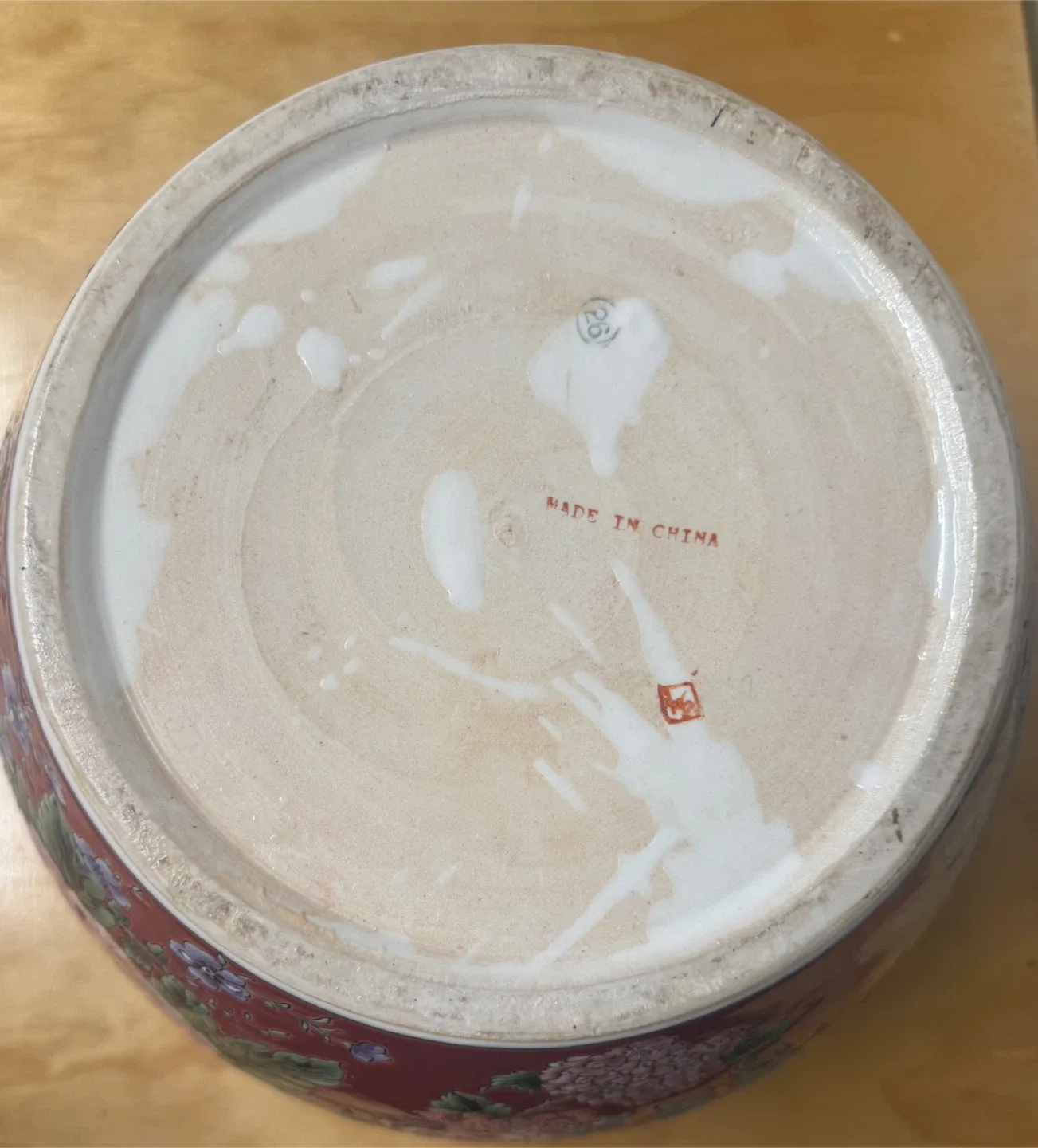 Large Vintage Chinese Porcelain Planter - Floral Jardinière image indicator(3)