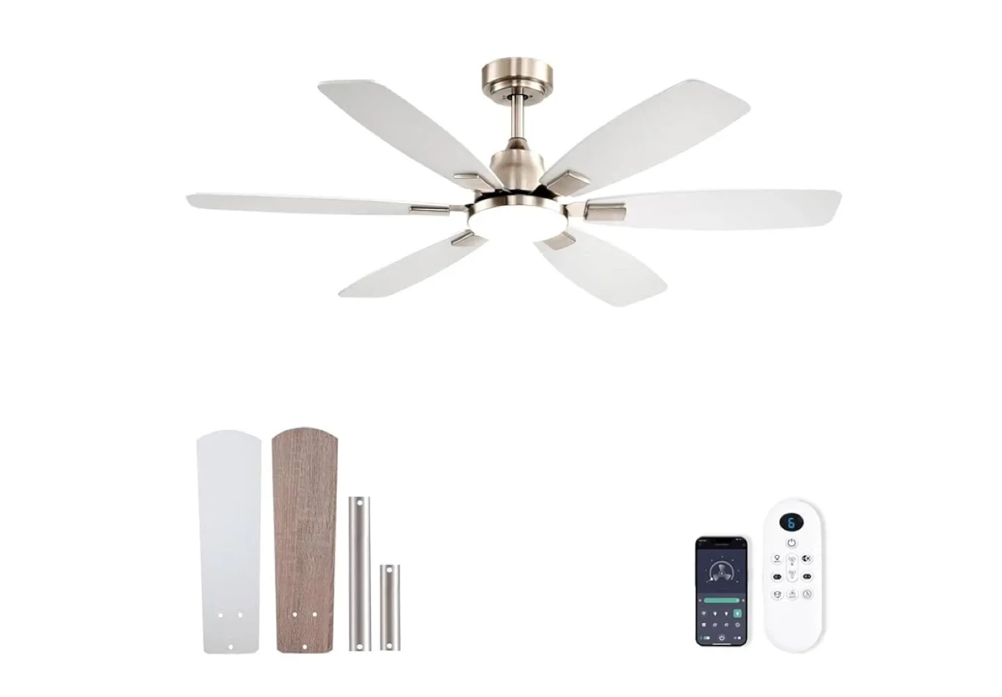 Ceiling Fan with Light, 6 Adjustable Wind thumbnail