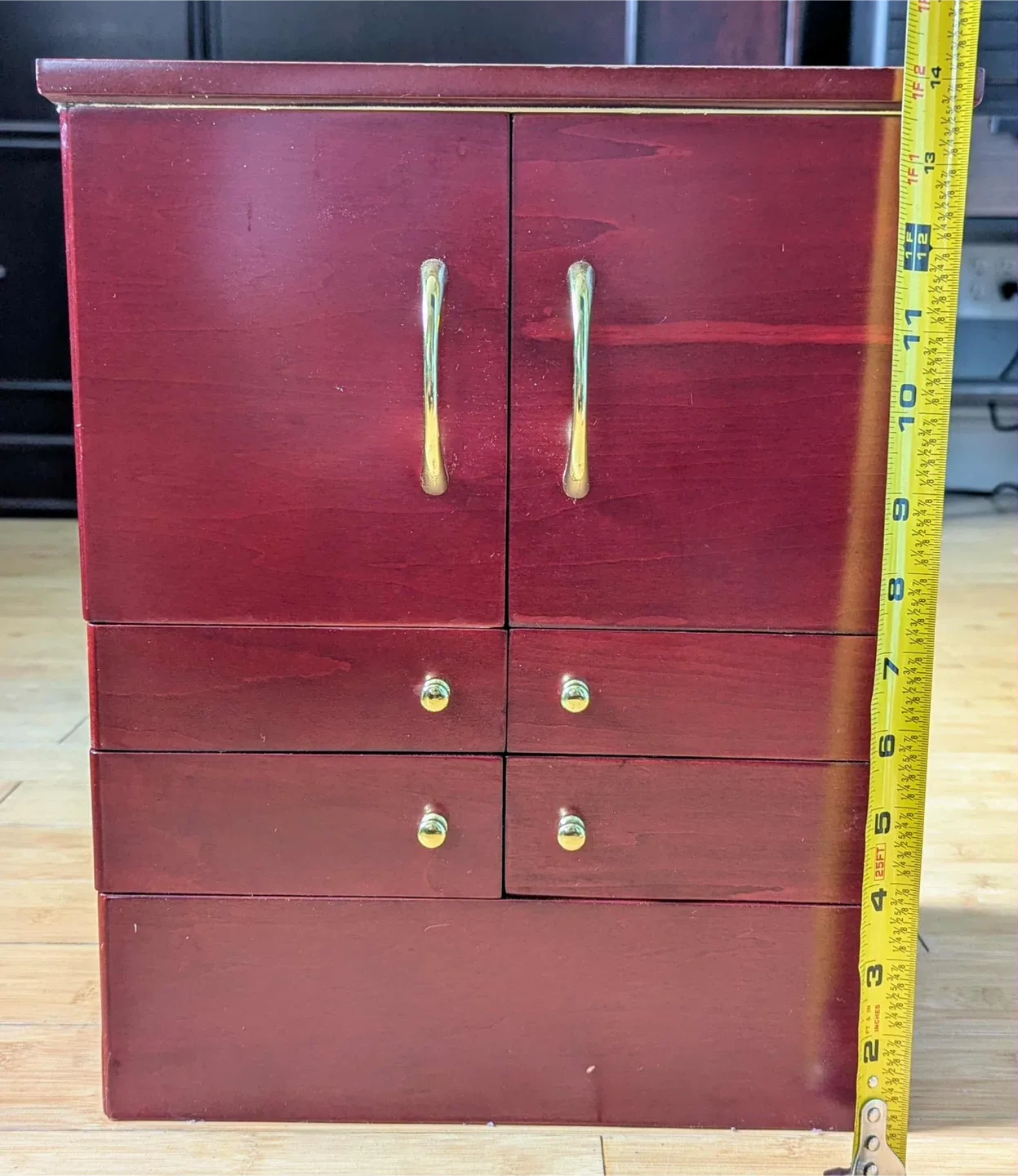 Wooden Jewelry Box with Drawers & Mirror image indicator(6)