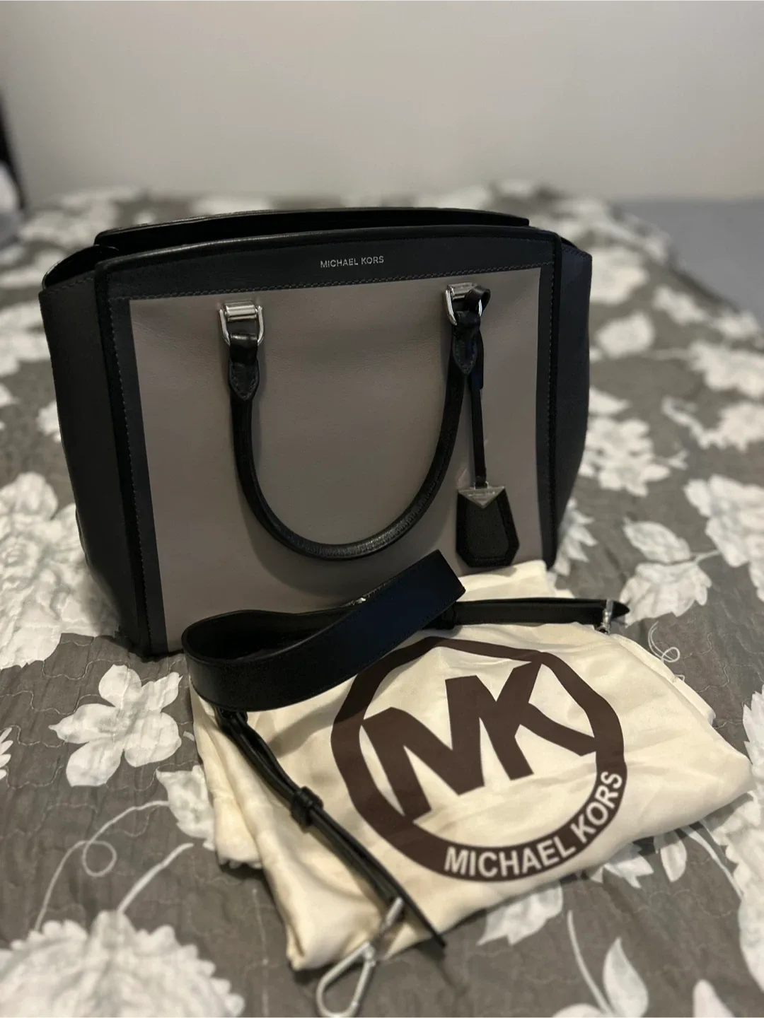Michael Kors Satchel Bag - Grey & Black thumbnail