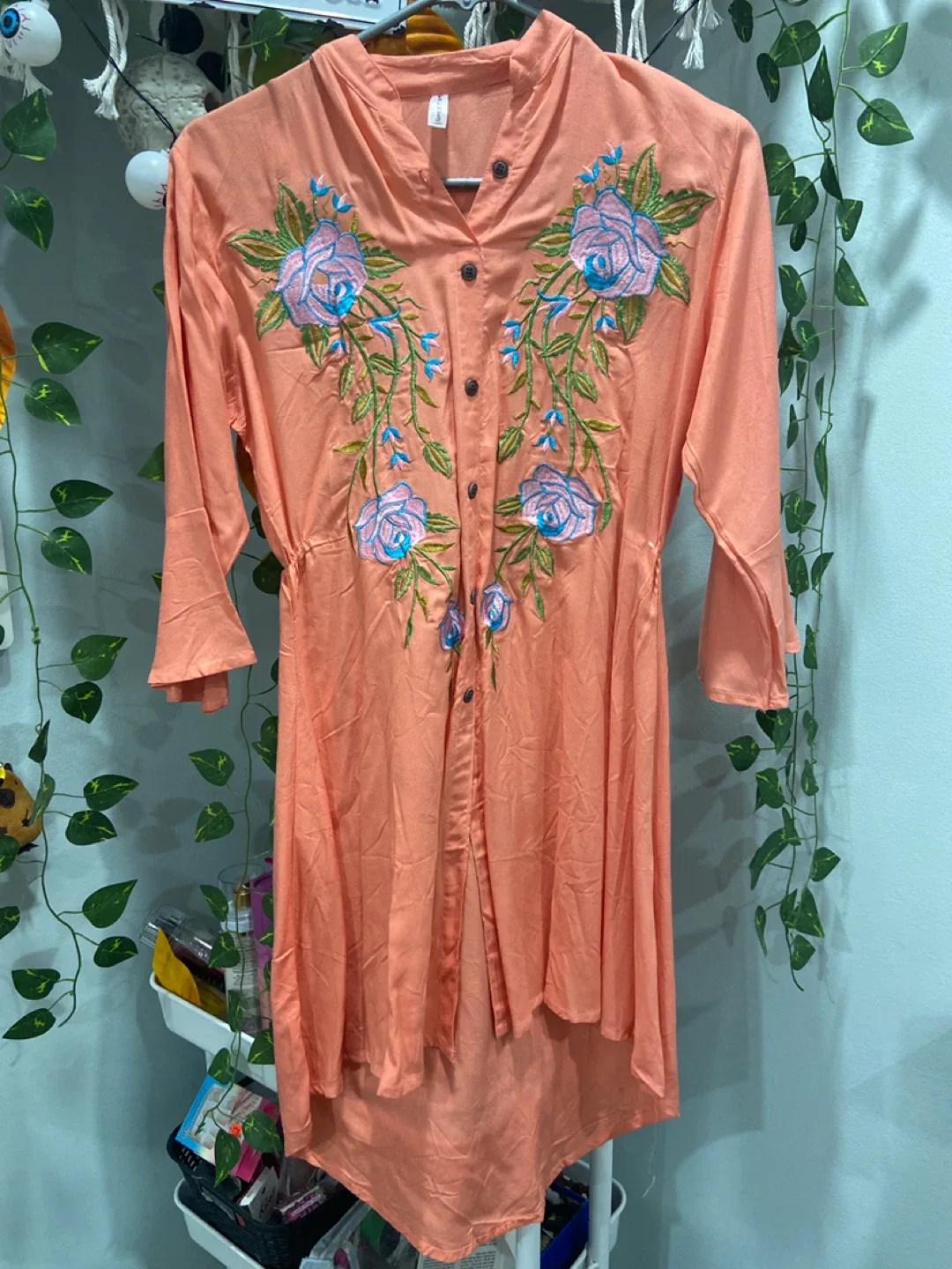 Peach Embroidered Tunic Top thumbnail