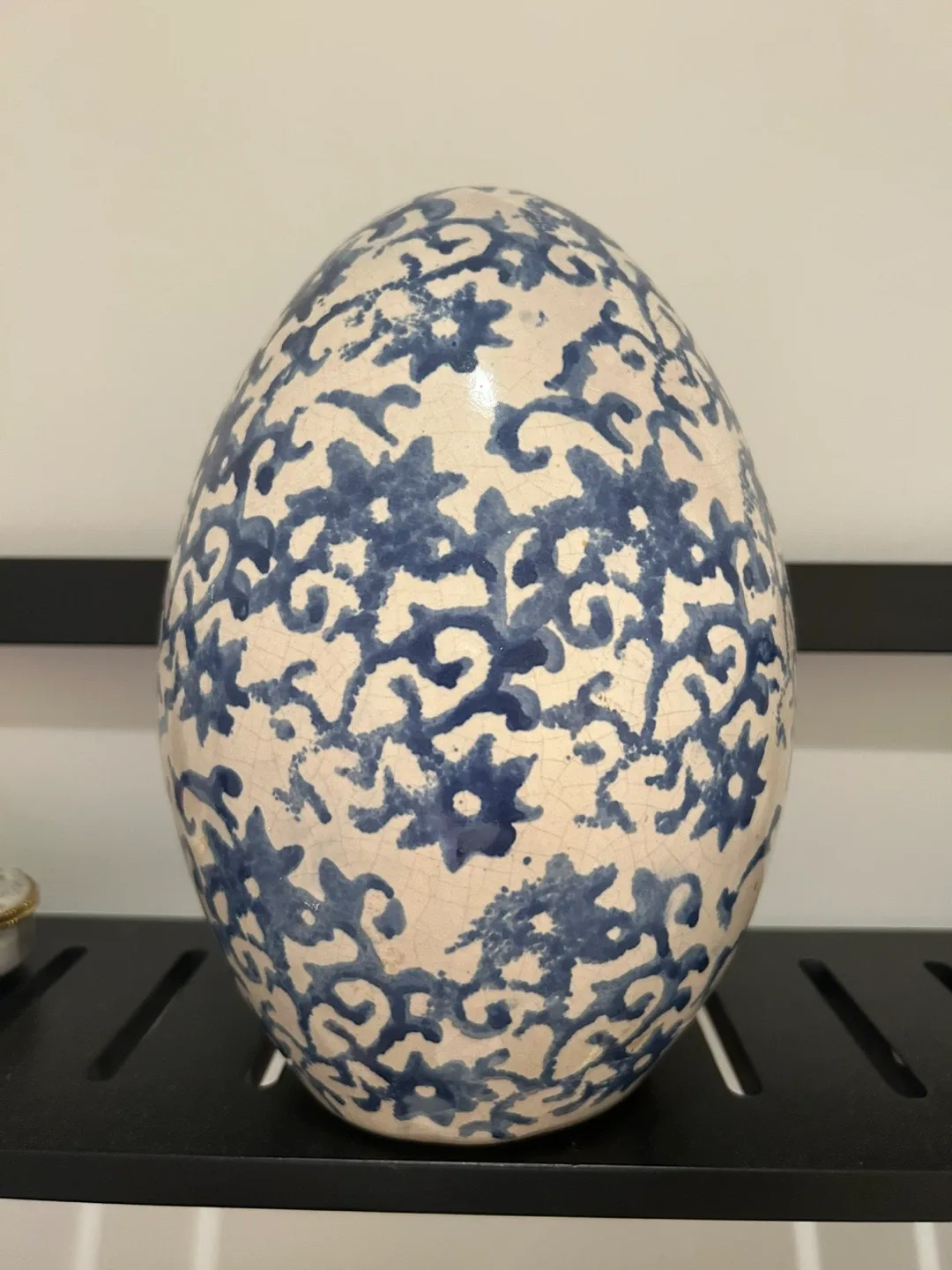 Decorative Egg Vase - Blue & White thumbnail