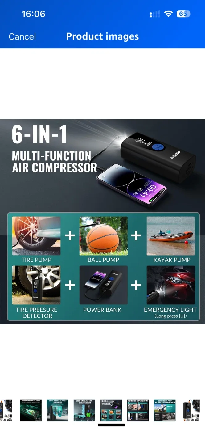 Prilotte 6-in-1 Cordless Air Pump - New in Box! image indicator(5)