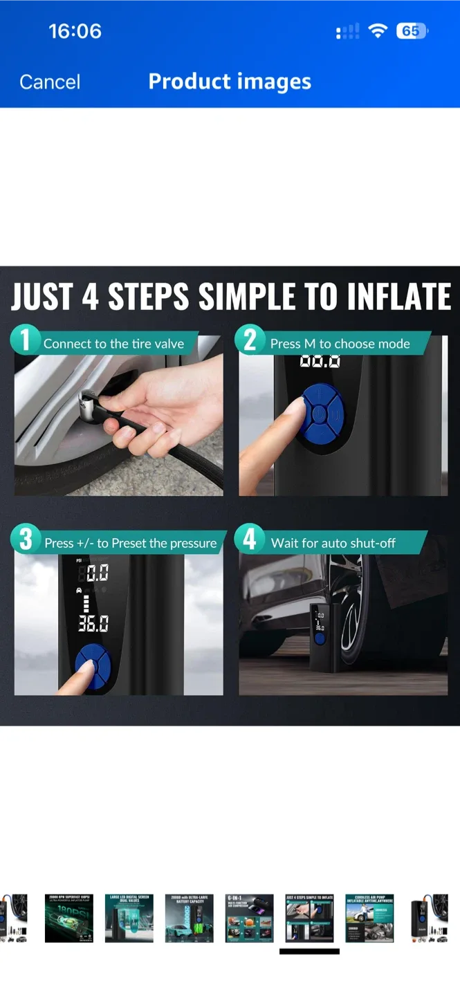 Prilotte 6-in-1 Cordless Air Pump - New in Box! image indicator(6)