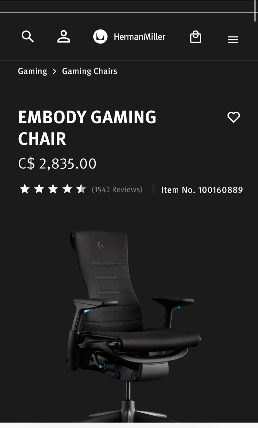 Herman Miller Embody Logitech Gaming Chair image indicator(5)