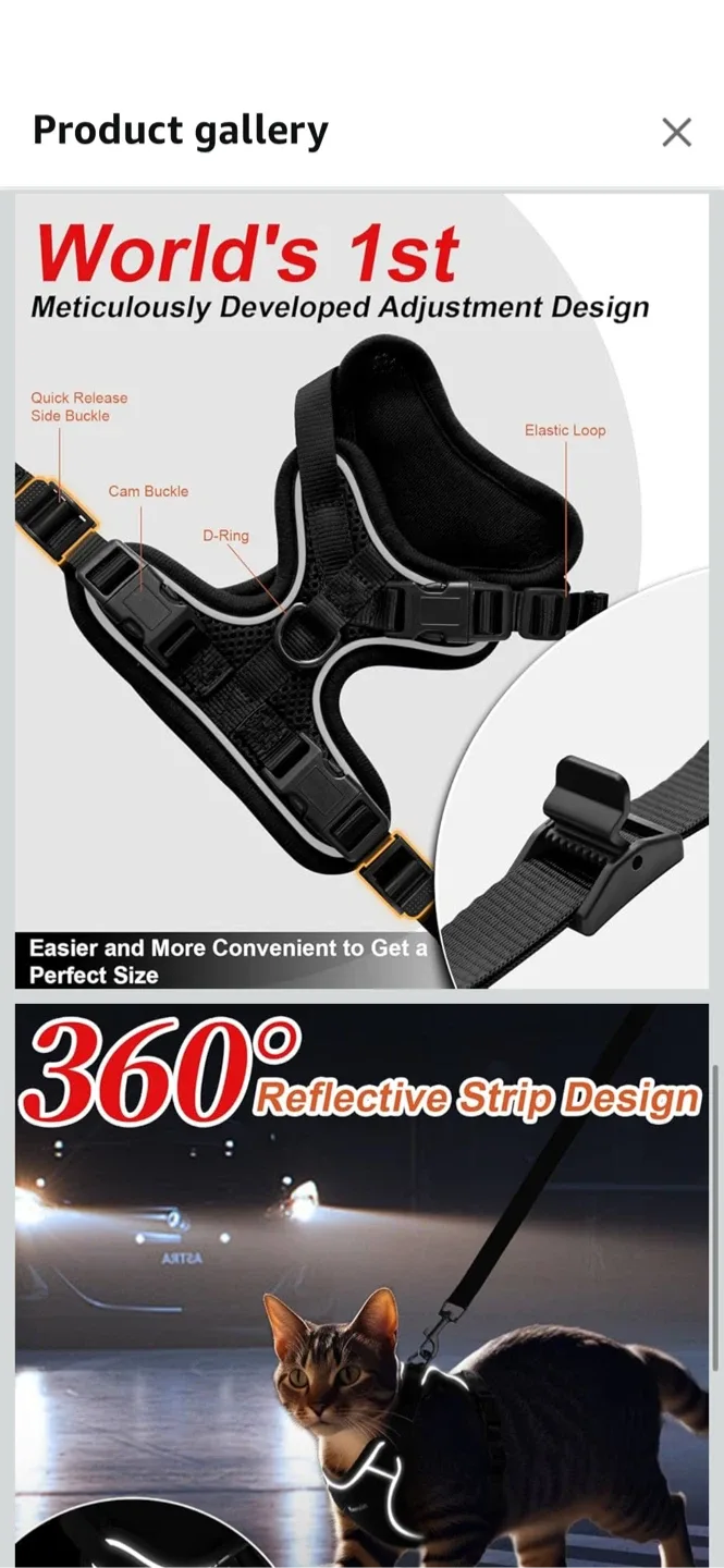 Kaazylab Cat Harness - Adjustable, Escape Proof image indicator(3)