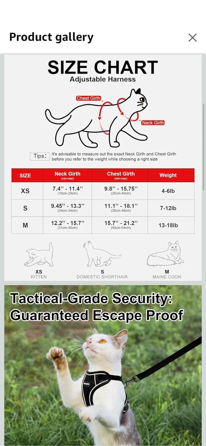 Kaazylab Cat Harness - Adjustable, Escape Proof image indicator(2)