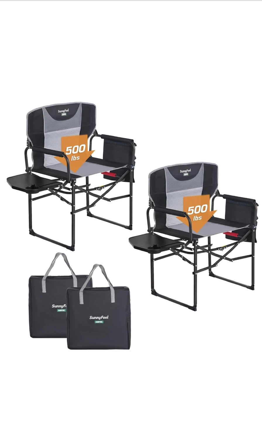 SunnyFeel Camping Chair with Side Table & Carry Bag