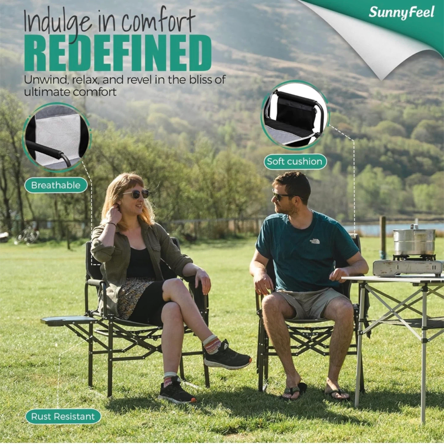 SunnyFeel Camping Chair with Side Table & Carry Bag - photo 4