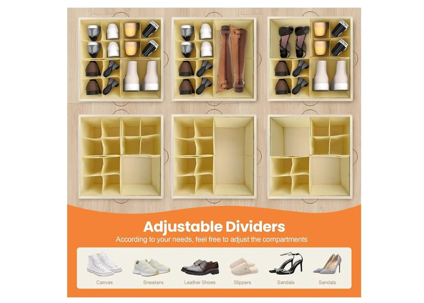 Adjustable Shoe Storage Box with Dividers image indicator(3)