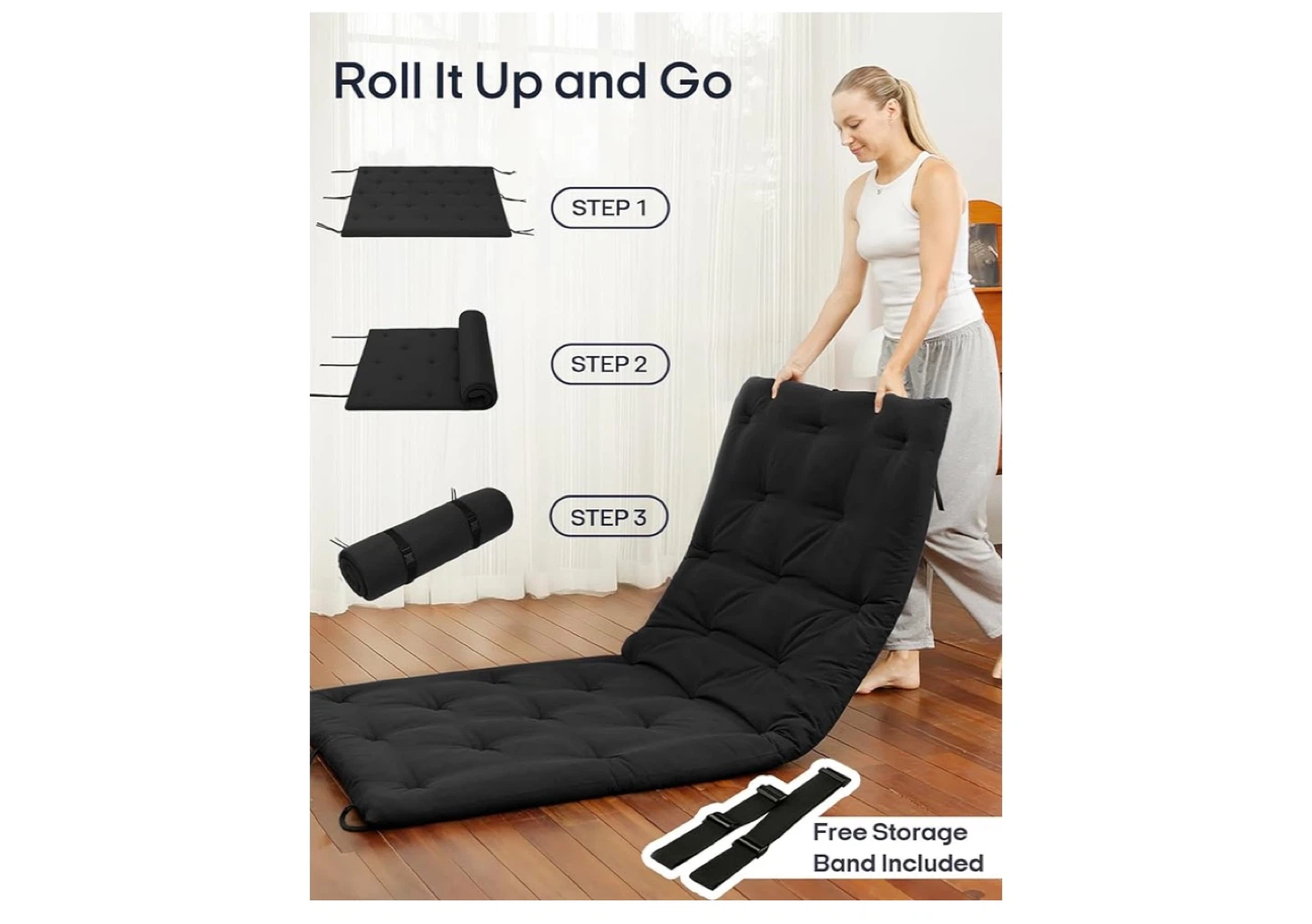 Black Roll Up Tatami Mat