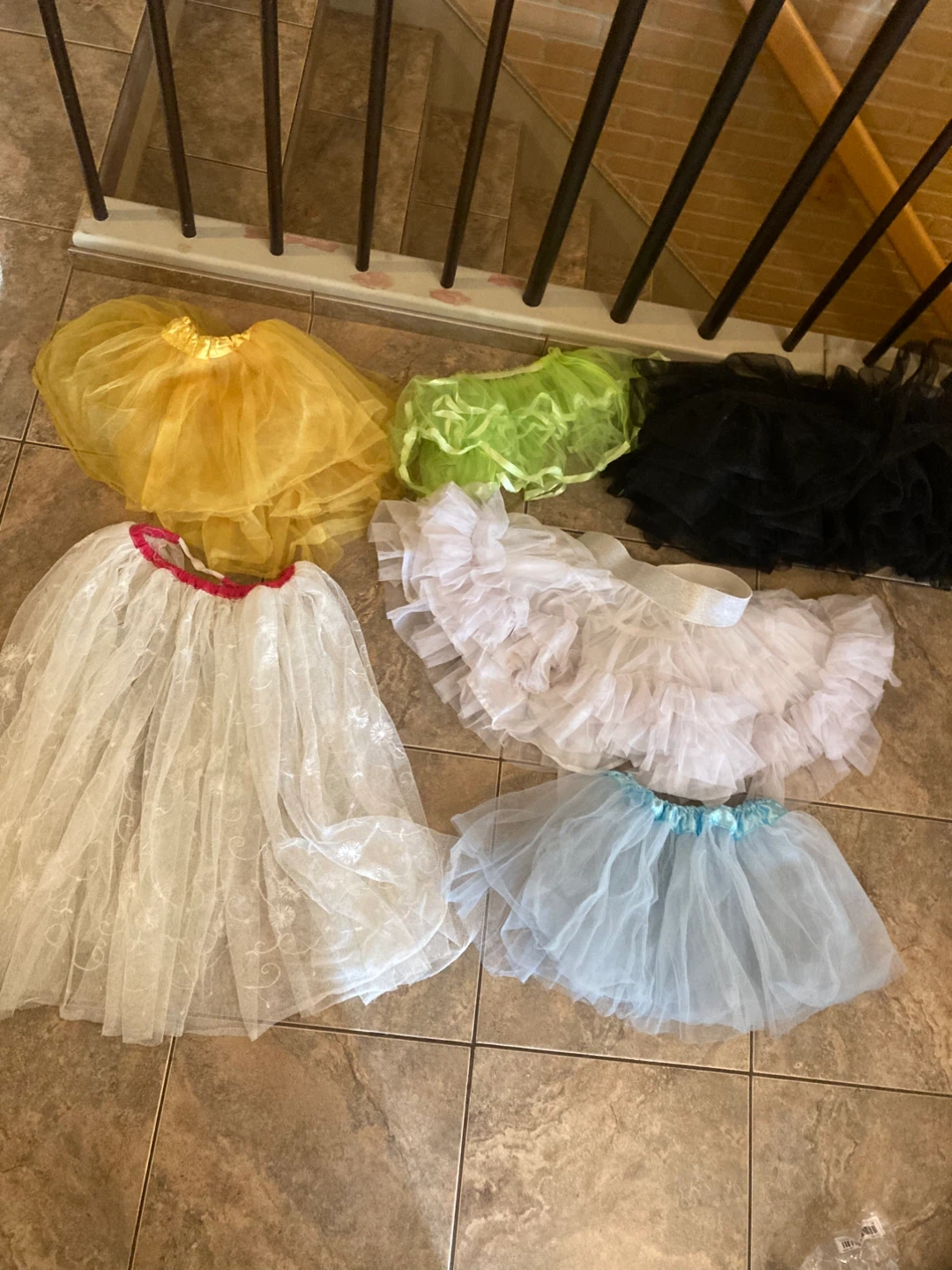 Six Assorted Tutus - Yellow, Green, Black, White, Blue