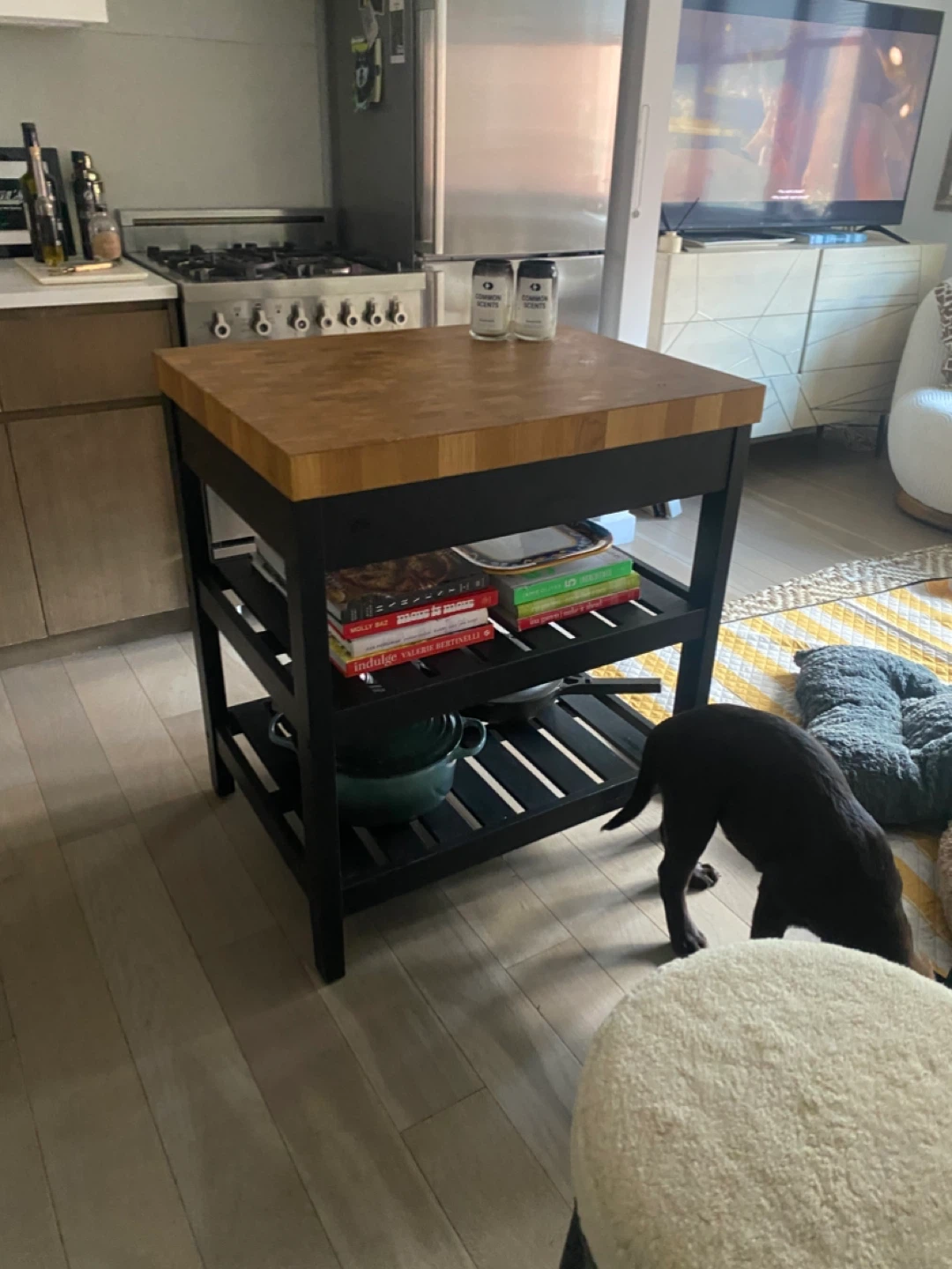IKEA VADHOLMA Kitchen Island - Black/Oak