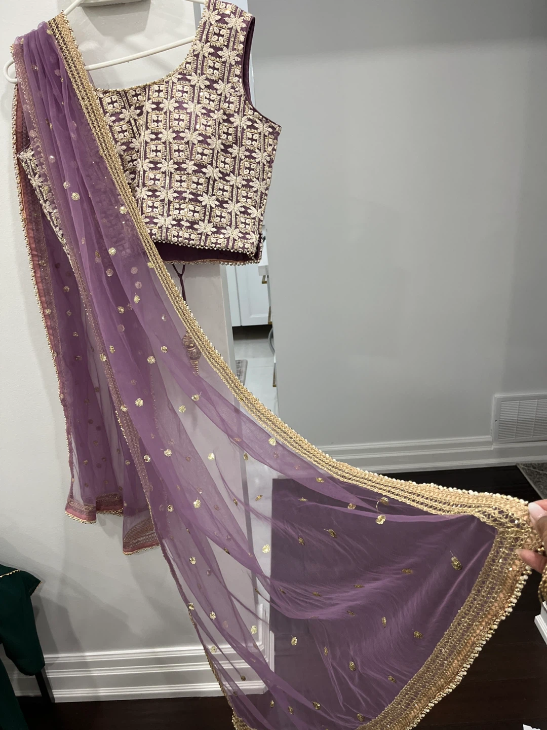 Purple Embroidered Lehenga Choli Set - photo 2