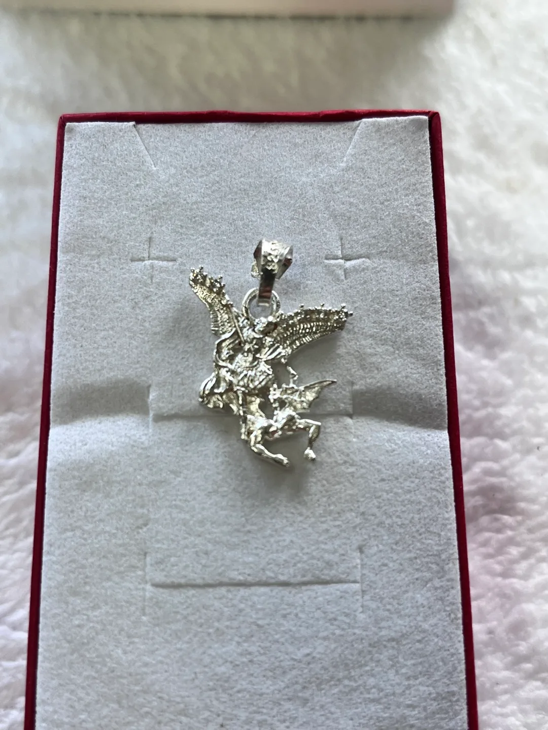 Silver 9.25 Pegasus Pendant san Michelle Arcangel image indicator(2)