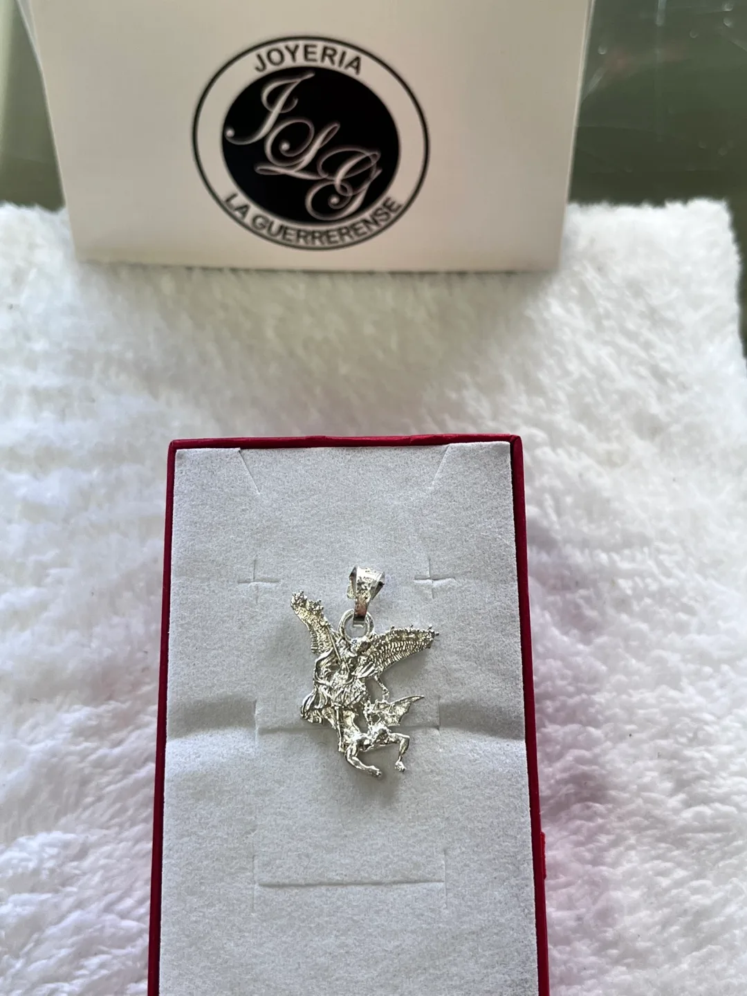 Silver 9.25 Pegasus Pendant san Michelle Arcangel thumbnail