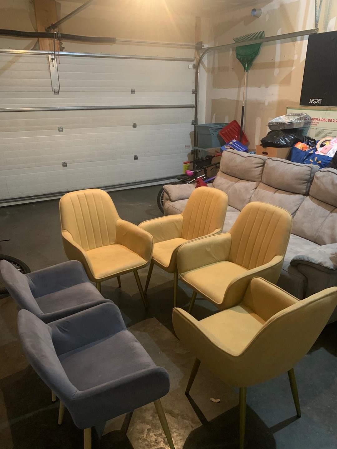Set of  6 Accent Chairs - Grey and Yellow