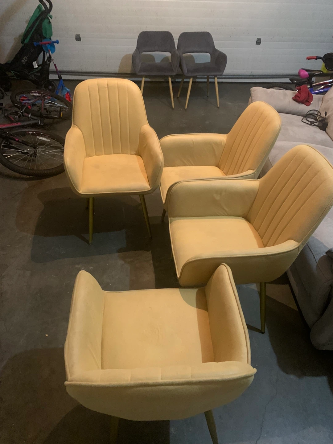 Set of  6 Accent Chairs - Grey and Yellow - photo 3