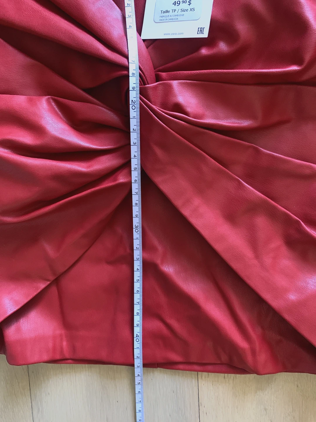 Zara Red Faux Leather Mini Skirt - Size XS - photo 5