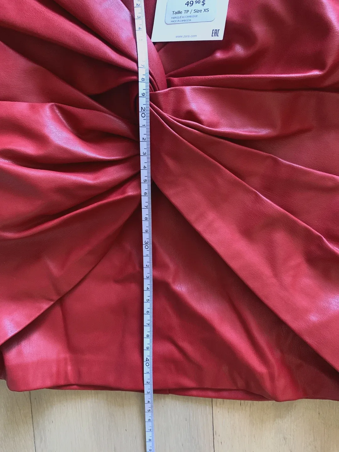 Zara Red Faux Leather Mini Skirt - Size XS image indicator(5)