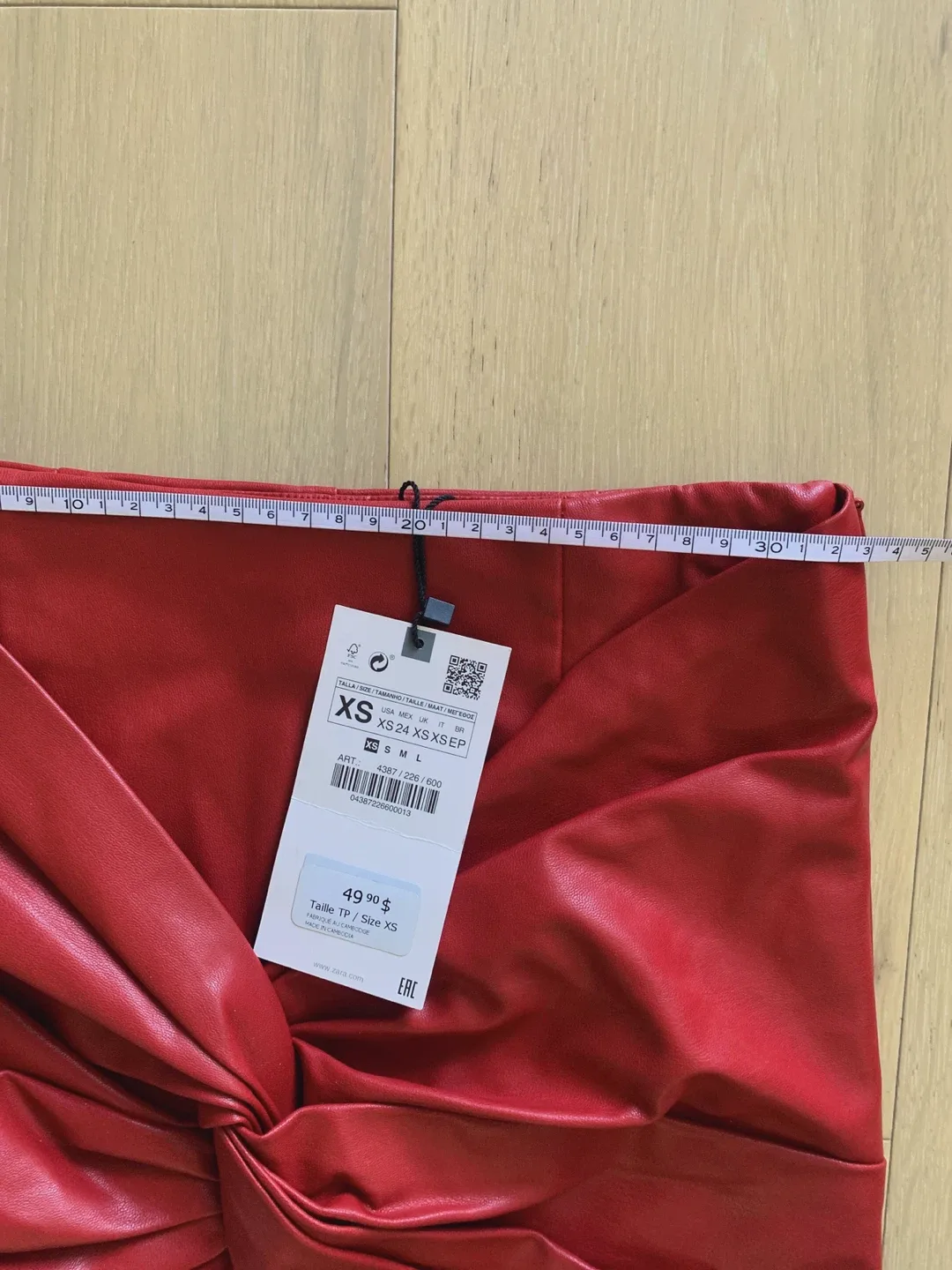 Zara Red Faux Leather Mini Skirt - Size XS image indicator(6)