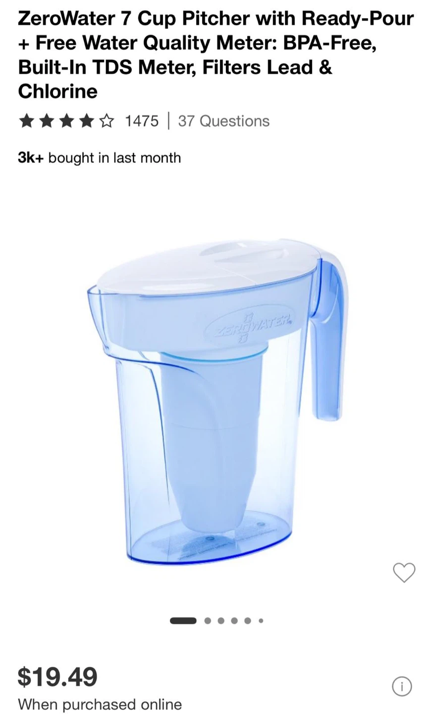 ZeroWater 7 Cup Pitcher with TDS Meter