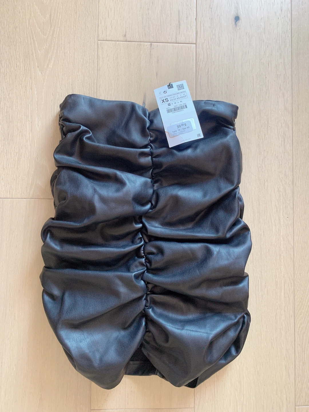 Zara Faux Leather Ruched Skirt - Size XS - photo 3