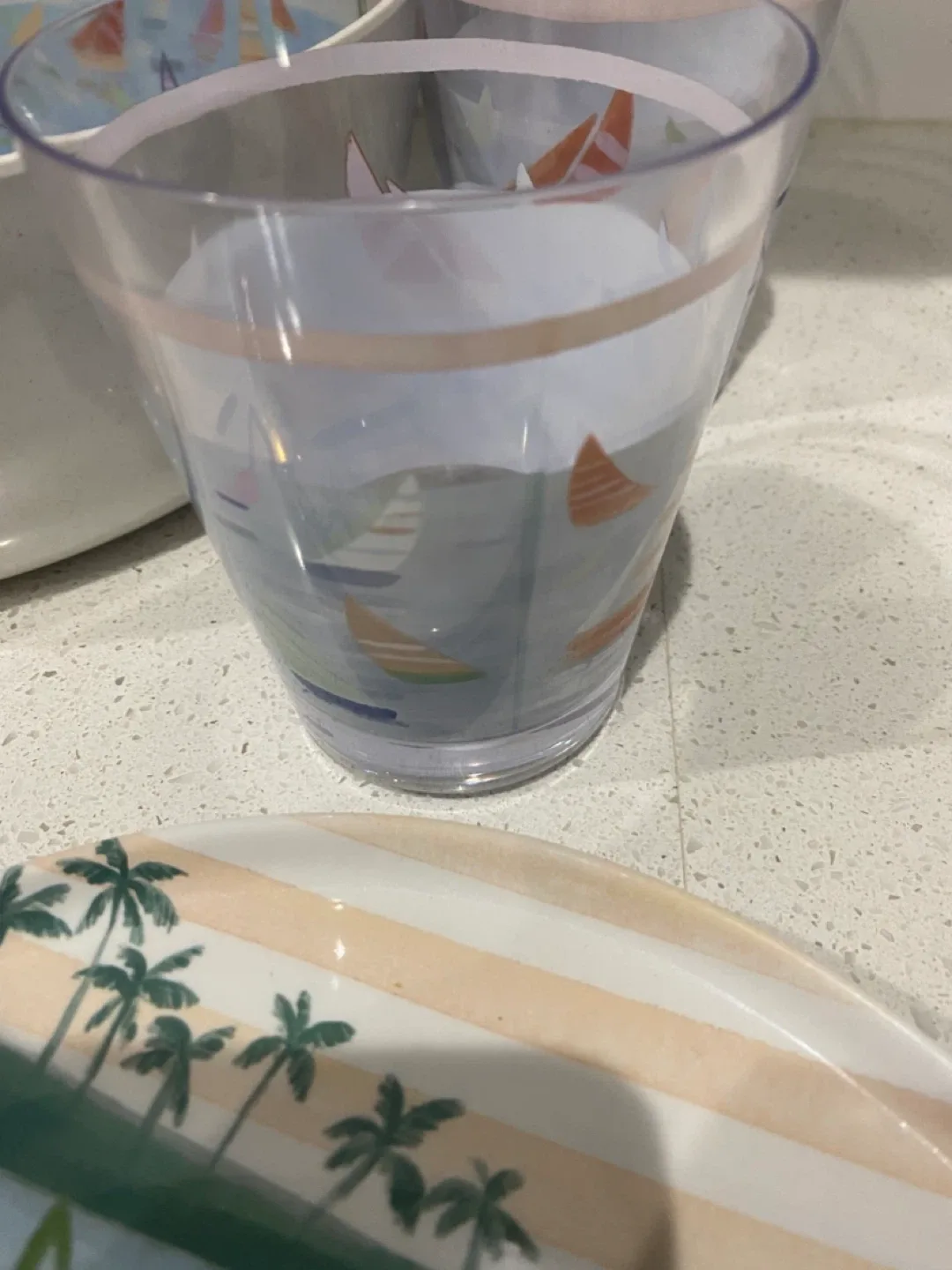 New Unused Set for 6 Plastic Nautical Theme Bowl, Plates & Cups image indicator(3)