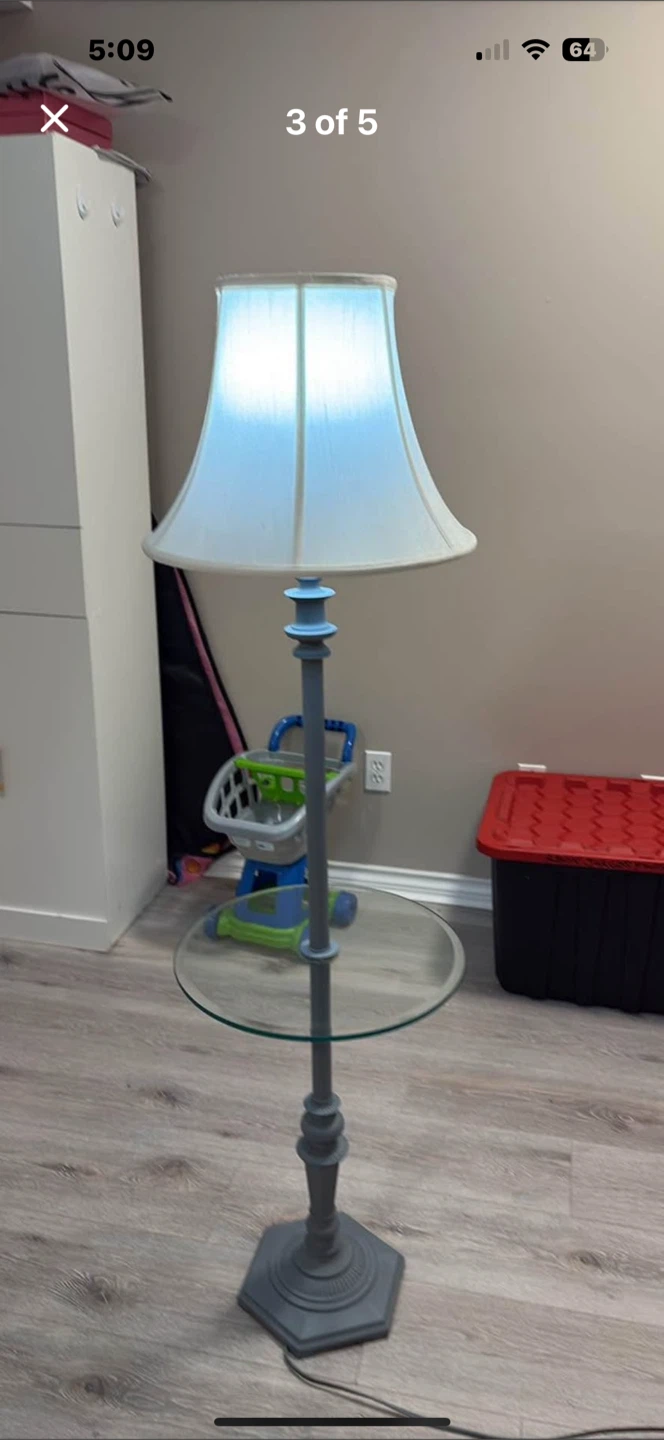 Floor Lamp with Glass Table - Grey