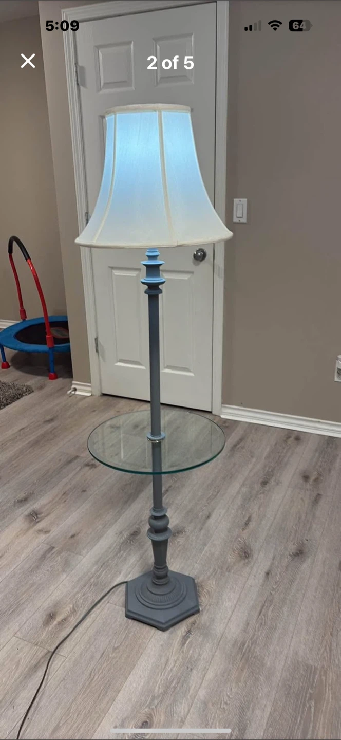 Floor Lamp with Glass Table - Grey - photo 2