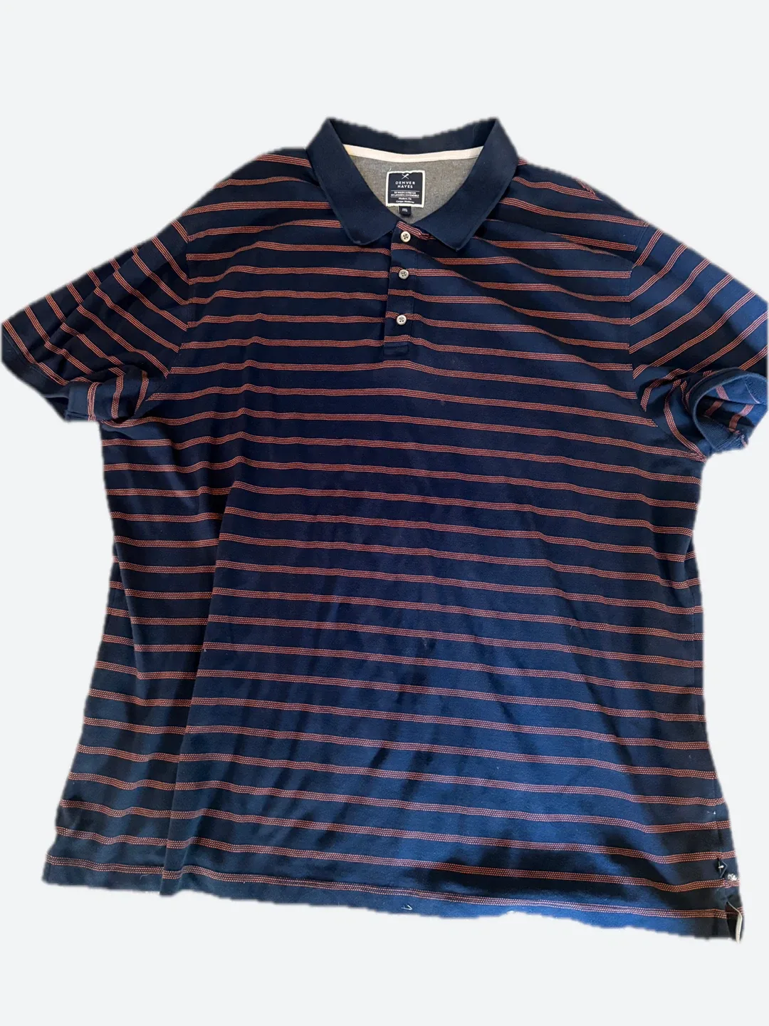 Denver Hayes 4XL Polo Shirt - Navy & Orange Stripe image indicator(2)