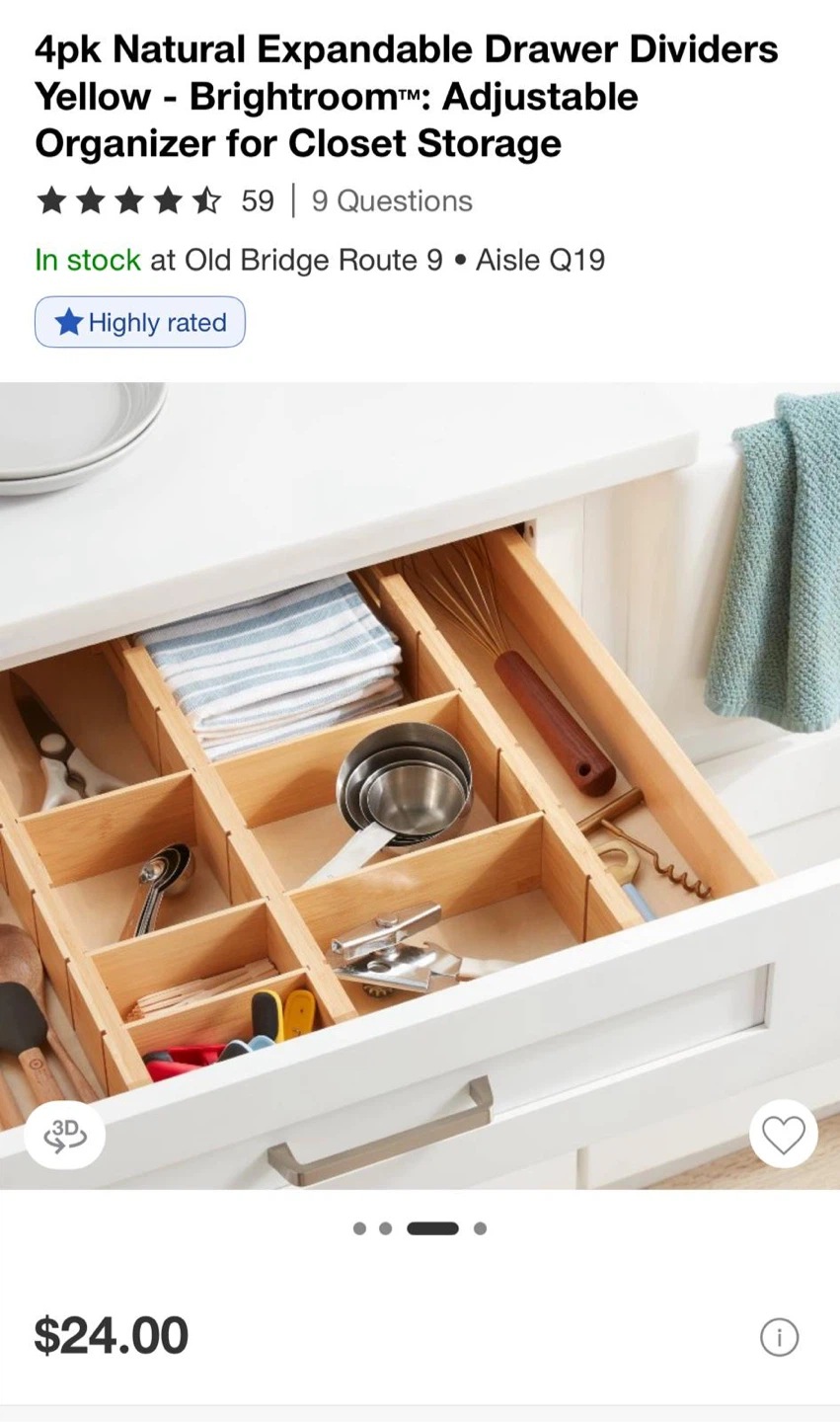 Brightroom 4pk Natural Expandable Drawer Dividers