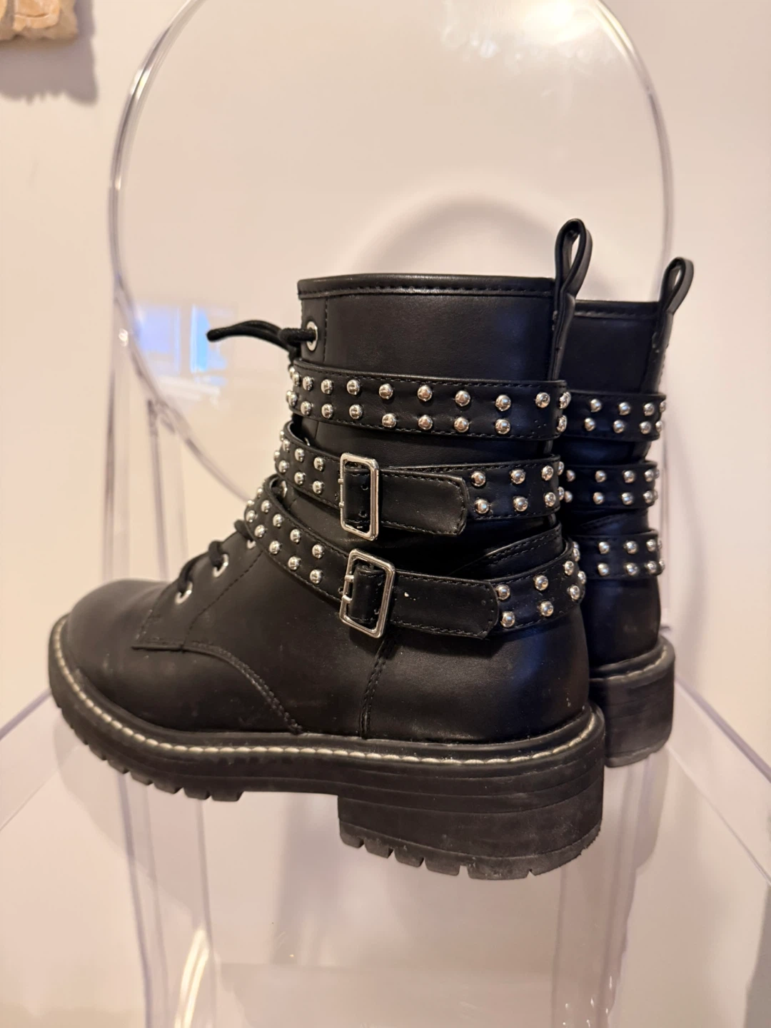 Black Studded Ankle Boots - photo 4