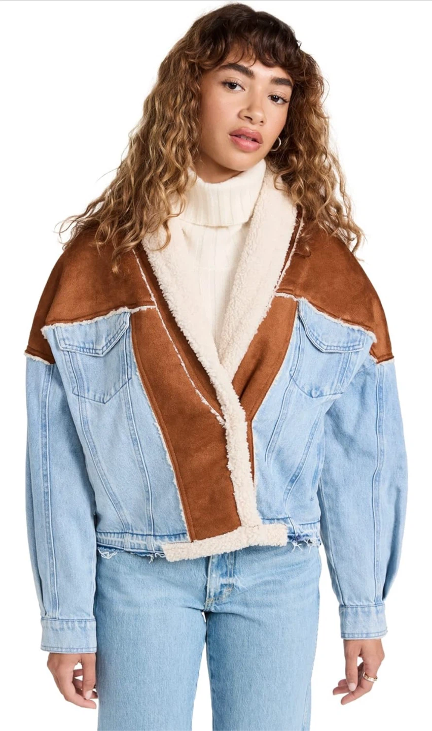NEW! BLANKNYC Caption This Faux Suede/Sherpa Denim Jacket
