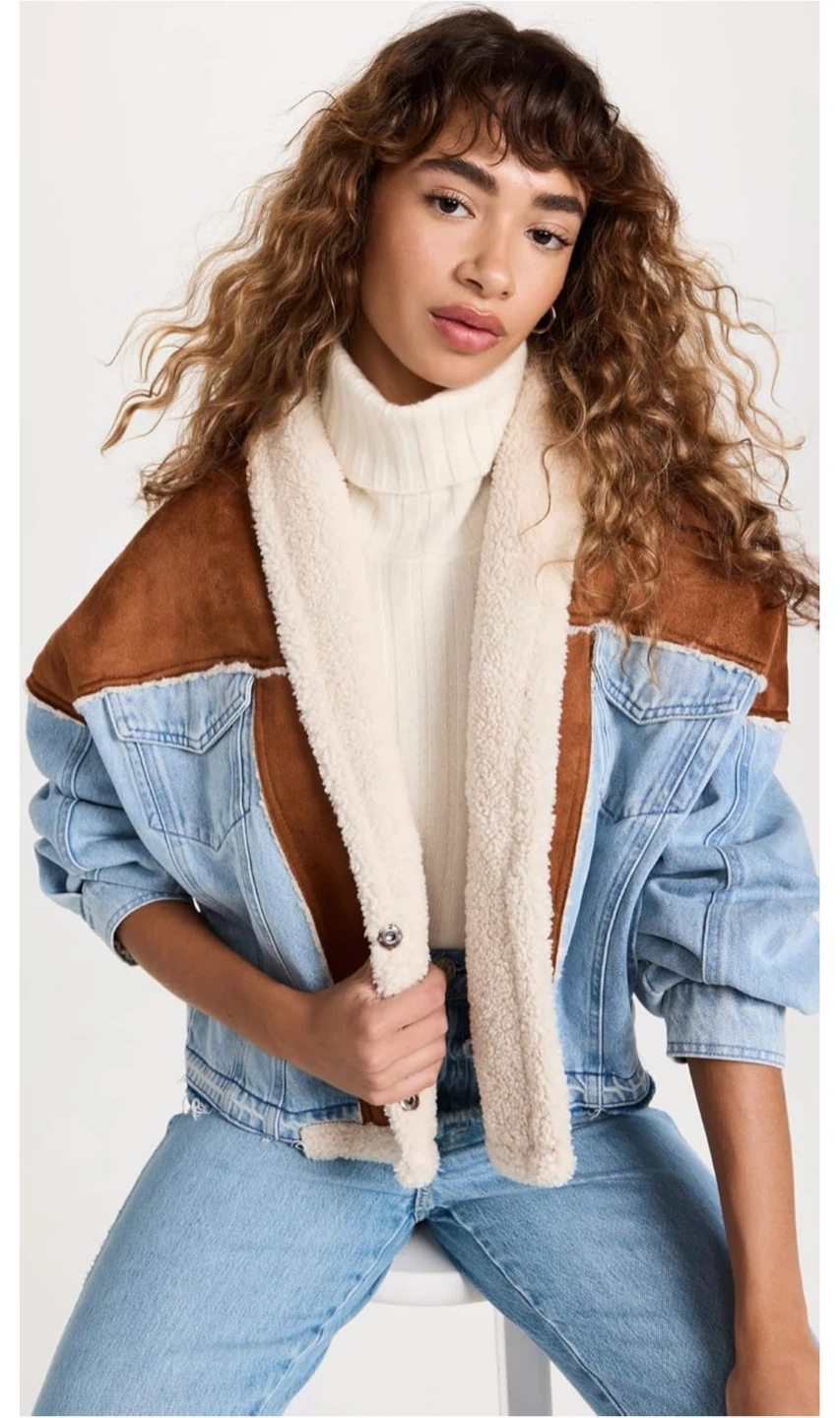 NEW! BLANKNYC Caption This Faux Suede/Sherpa Denim Jacket - photo 2