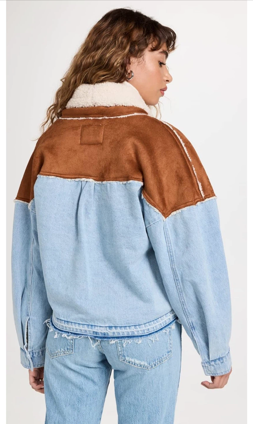 NEW! BLANKNYC Caption This Faux Suede/Sherpa Denim Jacket - photo 3