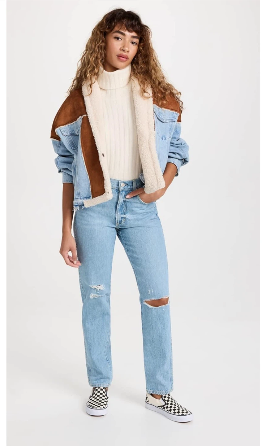 NEW! BLANKNYC Caption This Faux Suede/Sherpa Denim Jacket - photo 5