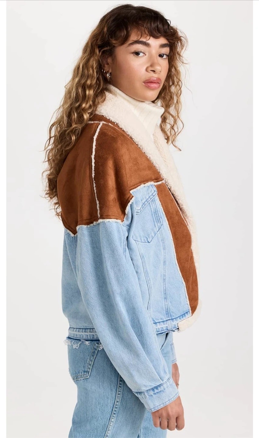 NEW! BLANKNYC Caption This Faux Suede/Sherpa Denim Jacket - photo 4